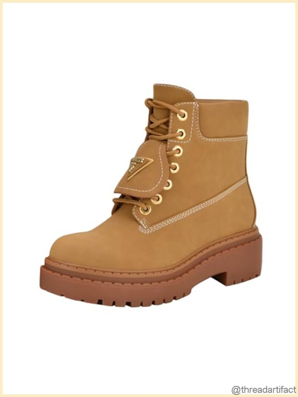 Women's Combat Ankle Bootie PU Chunky Block Heel Round Toe Lace-Up